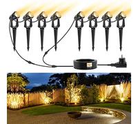 NIORSUN Faretto LED, Faretti da Giardino Bianco Caldo 3000K, Impermeabile IP67, Faretti da Esterno a Basso Voltaggio 27v 29m, Luce da Giardino Esterna Per Giardino, Cortile, Alberi (Confezione da 8)