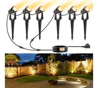 NIORSUN Faretto LED, Faretti da Giardino Bianco Caldo 3000K, Impermeabile IP67, Faretti da Esterno a Basso Voltaggio 27v 23m, Luce da Giardino Esterna Per Giardino, Cortile, Alberi (Confezione da 6)