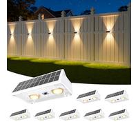 NIORSUN Lampada Solare da Esterno, 8 Pezzi, Leggero Su e Giù, Impermeabili IP65, 3000K/4000K/6500K + RGB, Applique da Esterno Solare per Parete, Terrazza, Giardino, Garage, Recinzione（Bianco）