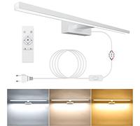 NIORSUN Lampada Specchio Bagno LED 15W 60cm, 1400 Lm, Dimmerazione Libera 3000K - 6000K, Lampada da Specchio Dimmerabile Con Telecomando, Acciaio Inossidabile, Luce Specchio Bagno Impermeabile IP44