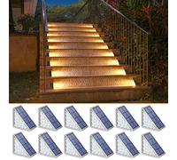 NIORSUN Luci Solari da Giardino, 12 Pezzi luci per scale esterne bianco caldo, impermeabili IP67 LED Esterne Solare, luci solari per gradini, scale, giardino, patio, passerella