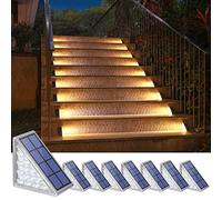 NIORSUN Luci Solari da Giardino, 8 Pezzi luci per scale esterne bianco caldo, impermeabili IP67 LED Esterne Solare, luci solari per gradini, scale, giardino, patio, passerella
