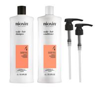 Nioxin System 4 Shampoo e balsamo preconfezionati per capelli tinti con pompe per diradamento avanzato incluse 33,8 once fluide (la confezione pu