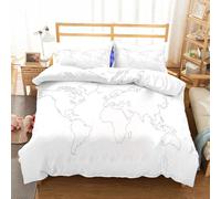 NIOYNJIS Copertina trapunta kit,universale per tutte le stagioni. Copritura trapunta di nozze,morbida e confortevole,Mappa del mondo dal design semplicistico con contorno di linee nere so,200x228cm