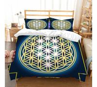 NIOYNJIS Copertina trapunta kit,universale per tutte le stagioni. Copritura trapunta di nozze,morbida e confortevole,Geometria sacra, variazioni del simbolo del fiore della vita,200x228cm
