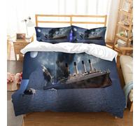 NIOYNJIS Copertina trapunta kit,universale per tutte le stagioni. Copritura trapunta di nozze,morbida e confortevole,il transatlantico Titanic dopo aver colpito un iceberg nel 1912 al lar,200x228cm