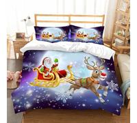 NIOYNJIS Copertina trapunta kit,universale per tutte le stagioni. Copritura trapunta di nozze,morbida e confortevole,Illustrazione di cartone animato natalizio di Babbo Natale nella sua s,228x264cm