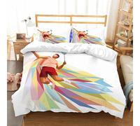 NIOYNJIS Copertina trapunta kit,universale per tutte le stagioni. Copritura trapunta di nozze,morbida e confortevole,Giocatore di badminton professionista geometrico nale su sfondo colora,200x228cm