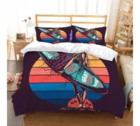 NIOYNJIS Copertina trapunta kit,universale per tutte le stagioni. Copritura trapunta di nozze,morbida e confortevole,Illustrazione vettoriale originale in stile neon retrò di una ragazza,200x228cm