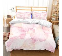 NIOYNJIS Copertina trapunta kit,universale per tutte le stagioni. Copritura trapunta di nozze,morbida e confortevole,Pastello, petali rosa acquerello rosa in fiore romantico delicato, ros,200x228cm