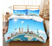 NIOYNJIS Copertina trapunta kit,universale per tutte le stagioni. Copritura trapunta di nozze,morbida e confortevole,Monumenti famosi di Pisa Taj Mahal Piramidi di Giza Tema dei monumenti,228x264cm