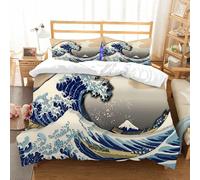 NIOYNJIS Copertina trapunta kit,universale per tutte le stagioni. Copritura trapunta di nozze,morbida e confortevole,Ukiyoe Hokusai Katsushika Trentasei vedute Fuji La Grande Onda,200x228cm