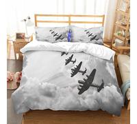 NIOYNJIS Copertina trapunta kit,universale per tutte le stagioni. Copritura trapunta di nozze,morbida e confortevole,Immagine retrò in bianco e nero dei bombardieri Lancaster della Battag,228x264cm