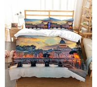 NIOYNJIS Copertina trapunta kit,universale per tutte le stagioni. Copritura trapunta di nozze,morbida e confortevole,Basilica di San Pietro a Roma, Italia, al tramonto. Sfondo panoramico,200x228cm