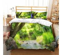 NIOYNJIS Copertina trapunta kit,universale per tutte le stagioni. Copritura trapunta di nozze,morbida e confortevole,Foresta, cascata di ruscello nella foresta tropicale tra alberi giungl,228x264cm