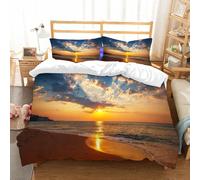 NIOYNJIS Copertina trapunta kit,universale per tutte le stagioni. Copritura trapunta di nozze,morbida e confortevole,Nuvole sul mare Destinazione viaggio luna di miele Alba Alba,228x264cm