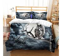 NIOYNJIS Copertina trapunta kit,universale per tutte le stagioni. Copritura trapunta di nozze,morbida e confortevole,Gufo appollaiato su un albero contro la luna,200x228cm