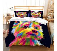 NIOYNJIS Copertina trapunta kit,universale per tutte le stagioni. Copritura trapunta di nozze,morbida e confortevole,Carino e divertente Pop Art vettoriale di un cane,228x264cm
