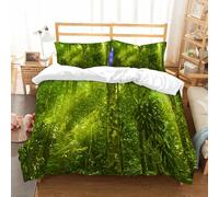 NIOYNJIS Copertina trapunta kit,universale per tutte le stagioni. Copritura trapunta di nozze,morbida e confortevole,Il sole splende nella foresta tropicale,200x228cm