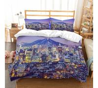 NIOYNJIS Copertina trapunta kit,universale per tutte le stagioni. Copritura trapunta di nozze,morbida e confortevole,Skyline della città di Seul, Corea del Sud, al crepuscolo.,200x228cm