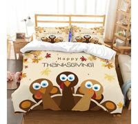 NIOYNJIS Copertina trapunta kit,universale per tutte le stagioni. Copritura trapunta di nozze,morbida e confortevole,Modello di biglietto di auguri con un felice tacchino del Ringraziamen,200x228cm