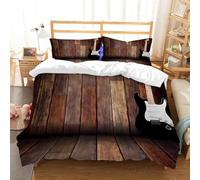 NIOYNJIS Copertina trapunta kit,universale per tutte le stagioni. Copritura trapunta di nozze,morbida e confortevole,chitarra elettrica nella stanza di legno,228x264cm