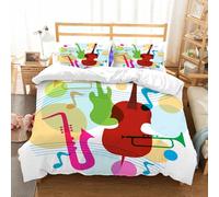 NIOYNJIS Copertina trapunta kit,universale per tutte le stagioni. Copritura trapunta di nozze,morbida e confortevole,Cornice decorativa per musica jazz alla moda, modello musicale colorat,228x264cm