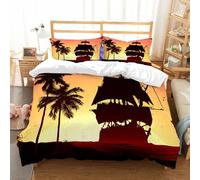 NIOYNJIS Copertina trapunta kit,universale per tutte le stagioni. Copritura trapunta di nozze,morbida e confortevole,Pirata, nave dei bucanieri che naviga su acque misteriose Palme tropic,200x228cm