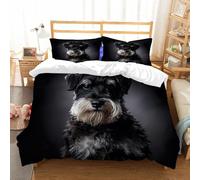NIOYNJIS Copertina trapunta kit,universale per tutte le stagioni. Copritura trapunta di nozze,morbida e confortevole,Ritratto di cane Schnauzer su grigio scuro Animale domestico adorabile,228x264cm
