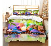 NIOYNJIS Copertina trapunta kit,universale per tutte le stagioni. Copritura trapunta di nozze,morbida e confortevole,Spa, pietre con candele Rilassamento dello yoga orientale Chakra,200x228cm
