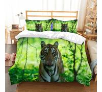 NIOYNJIS Copertina trapunta kit,universale per tutte le stagioni. Copritura trapunta di nozze,morbida e confortevole,Una tigre avvistata durante i monsoni, quando la foresta è come un tap,228x264cm