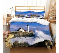 NIOYNJIS Copertina trapunta kit,universale per tutte le stagioni. Copritura trapunta di nozze,morbida e confortevole,Faro di Portland Head Maine,228x264cm