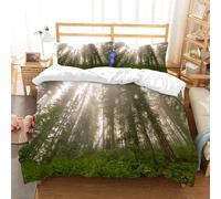 NIOYNJIS Copertina trapunta kit,universale per tutte le stagioni. Copritura trapunta di nozze,morbida e confortevole,Foresta nebbiosa dopo la pioggia nella stagione primaverile,228x264cm