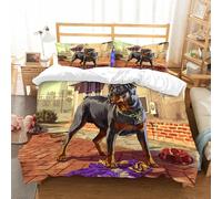 NIOYNJIS Copertina trapunta kit,universale per tutte le stagioni. Copritura trapunta di nozze,morbida e confortevole,Disegno di un ritratto di cane rottweiler su uno sfondo di carta grung,228x264cm
