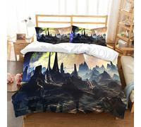 NIOYNJIS Copertina trapunta kit,universale per tutte le stagioni. Copritura trapunta di nozze,morbida e confortevole,Rovine aliene deserte su un pianeta lontano,228x264cm