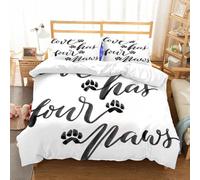 NIOYNJIS Copertina trapunta kit,universale per tutte le stagioni. Copritura trapunta di nozze,morbida e confortevole,Citazione, lettere a mano in stile acquerello, l'amore ha quattro zamp,200x228cm