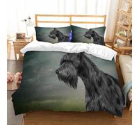 NIOYNJIS Copertina trapunta kit,universale per tutte le stagioni. Copritura trapunta di nozze,morbida e confortevole,Disegno Cane Schnauzer gigante ritratto dipinto a olio su vecchio sfon,228x264cm