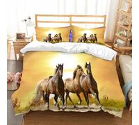 NIOYNJIS Copertina trapunta kit,universale per tutte le stagioni. Copritura trapunta di nozze,morbida e confortevole,La gloria dell'invasione dei cavalli,200x228cm
