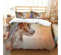 NIOYNJIS Copertina trapunta kit,universale per tutte le stagioni. Copritura trapunta di nozze,morbida e confortevole,Disegno Cane Jack Russell Terrier Ritratto dipinto a mano ad olio su v,228x264cm