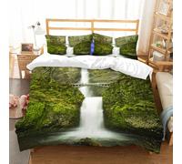 NIOYNJIS Copertina trapunta kit,universale per tutte le stagioni. Copritura trapunta di nozze,morbida e confortevole,Set di hobbit, Cascate di Rivendell, Cascate di Multnomah, Oregon,200x228cm