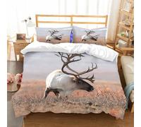 NIOYNJIS Copertina trapunta kit,universale per tutte le stagioni. Copritura trapunta di nozze,morbida e confortevole,grande caribù nella tundra dell'Alaska,228x264cm