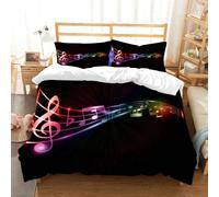 NIOYNJIS Copertina trapunta kit,universale per tutte le stagioni. Copritura trapunta di nozze,morbida e confortevole,Note arcobaleno che battono la melodia della danza nera,200x228cm
