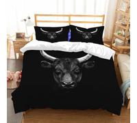 NIOYNJIS Copertina trapunta kit,universale per tutte le stagioni. Copritura trapunta di nozze,morbida e confortevole,ritratto di faccia di toro camargue nero isolato su sfondo bianco,228x264cm