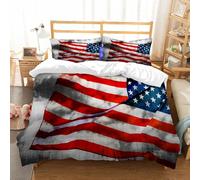 NIOYNJIS Copertina trapunta kit,universale per tutte le stagioni. Copritura trapunta di nozze,morbida e confortevole,Bandiera USA accanto al cielo grigio. Cielo scuro con nuvole come simb,200x228cm