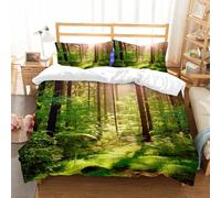 NIOYNJIS Copertina trapunta kit,universale per tutte le stagioni. Copritura trapunta di nozze,morbida e confortevole,Fattoria, magico riflesso di luce nel profondo della foresta di betull,228x264cm