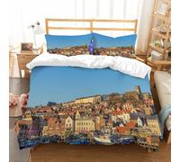 NIOYNJIS Copertina trapunta kit,universale per tutte le stagioni. Copritura trapunta di nozze,morbida e confortevole,Porto e città di Scarborough Grande,200x228cm