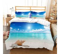 NIOYNJIS Copertina trapunta kit,universale per tutte le stagioni. Copritura trapunta di nozze,morbida e confortevole,conchiglie e perle sulla spiaggia,200x228cm