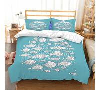 NIOYNJIS Copertina trapunta kit,universale per tutte le stagioni. Copritura trapunta di nozze,morbida e confortevole,Scarabocchio comunità di pesciolini che nuotano nella stanza dei bambi,228x264cm