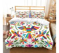 NIOYNJIS Copertina trapunta kit,universale per tutte le stagioni. Copritura trapunta di nozze,morbida e confortevole,Modello in stile Otomí. Colorato stile di ricamo tessile tradizionale,200x228cm