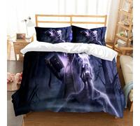 NIOYNJIS Copertina trapunta kit,universale per tutte le stagioni. Copritura trapunta di nozze,morbida e confortevole,Uno stregone con la barba e una tunica lancia magia oscura da un antic,228x264cm